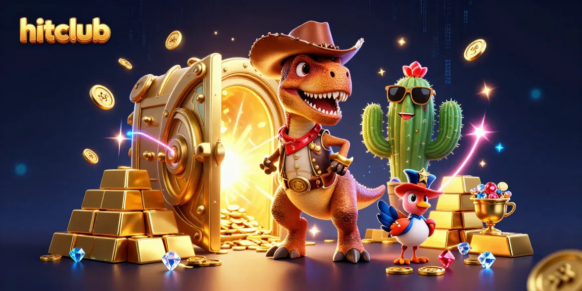 Experience thrilling jackpots at hitclub with this vibrant casino-themed illustration.