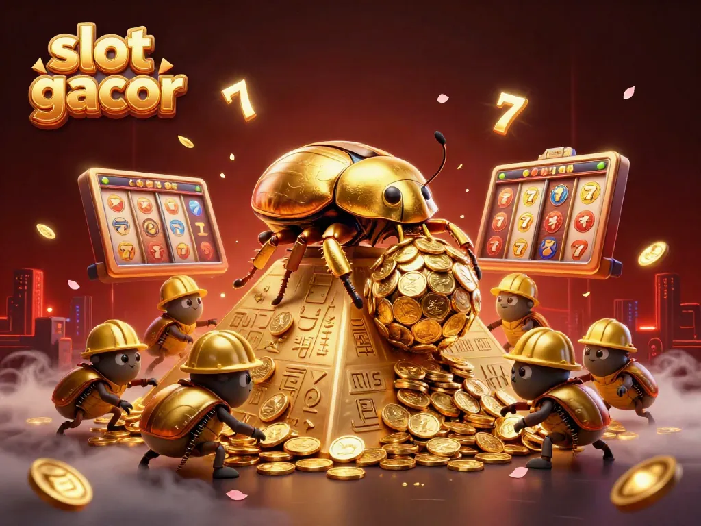 Engage with slot gacor gameplay as golden beetle characters enrich the casino experience.