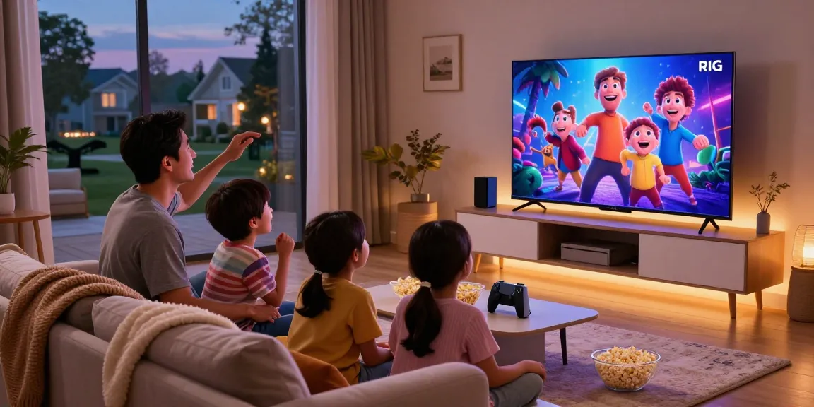 Family enjoying a movie night with the Samsung Micro RGB TV showcasing vibrant colors and details, enhancing home entertainment.