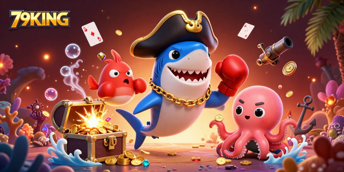 Engage with exciting games at 79KING featuring vibrant cartoon characters amid dynamic casino elements.