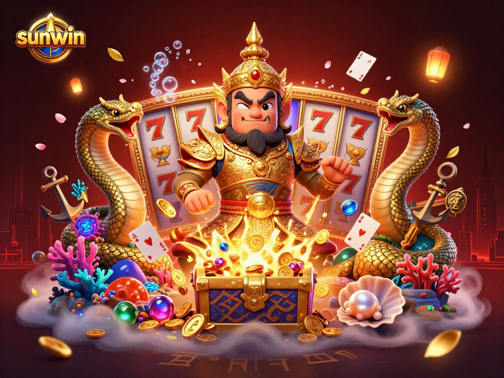 Experience thrilling gameplay at sunwin with vibrant slot reels and lucky symbols in a magical casino setting.