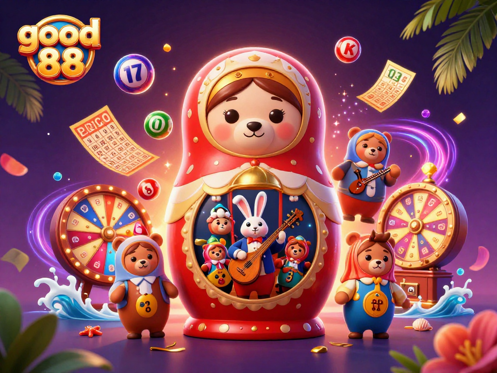 Engage with good 88 thrills in this 3D illustration showcasing a vibrant casino scene with dynamic games.