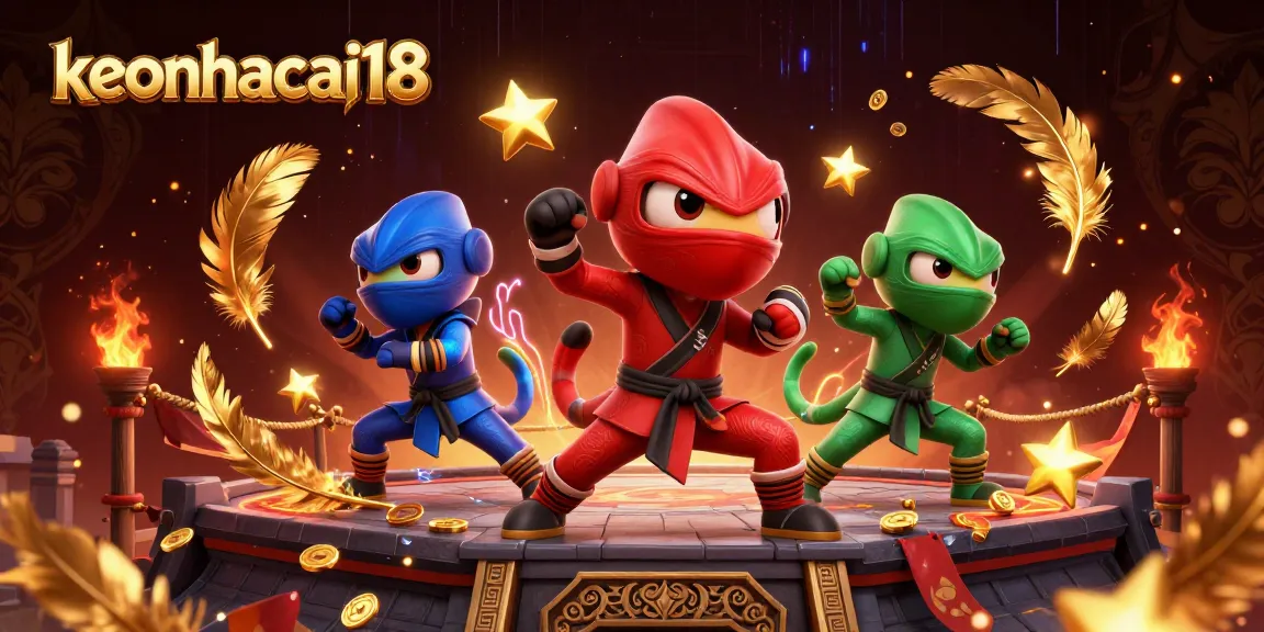 Action-packed illustration of keonhacai18 chameleons showcasing synchronized moves in a vibrant casino themed scene.