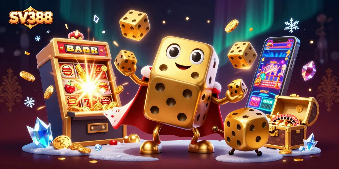 Watch SV388 come alive with a bold golden dice golem and casino elements in a thrilling 3D setting.