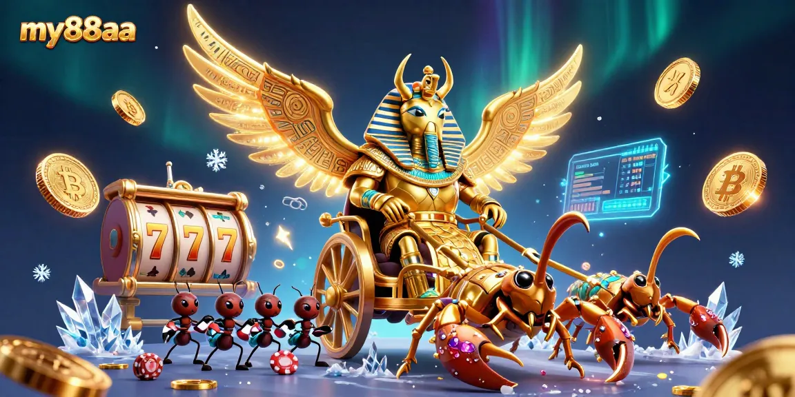 Experience thrilling slots and jackpots with my88aa in this vibrant, detailed casino illustration.